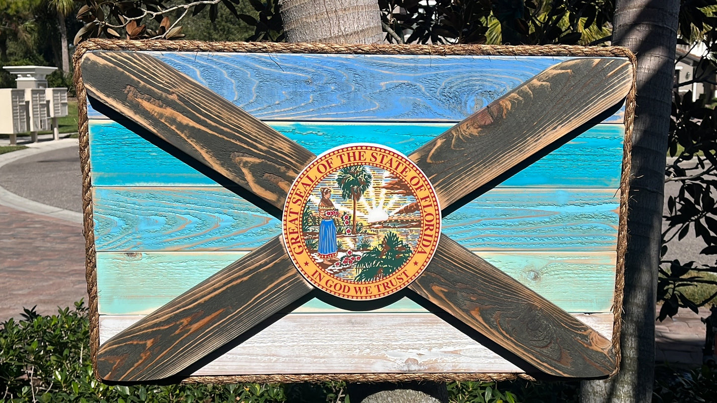 Salty Beach Solid Wood Florida Flag