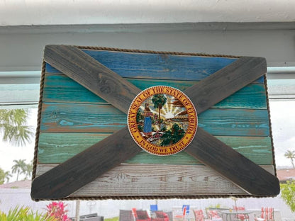 Salty Beach Solid Wood Florida Flag