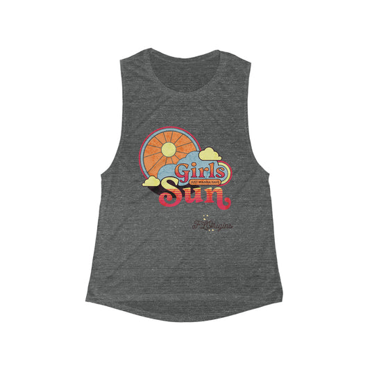 Girls Just Wanna Have Sun Flowy Scoop Muscle Tank