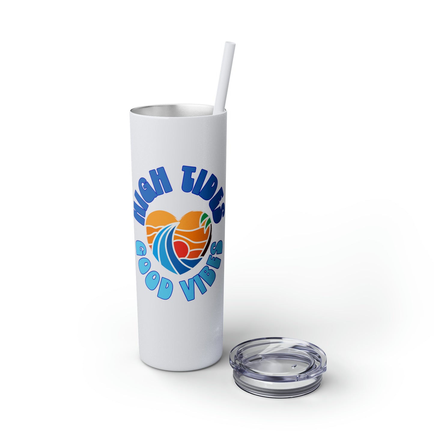 High Tides Good Vibes Skinny Tumbler with Straw, 20oz