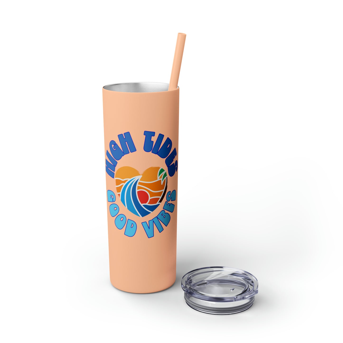 High Tides Good Vibes Skinny Tumbler with Straw, 20oz