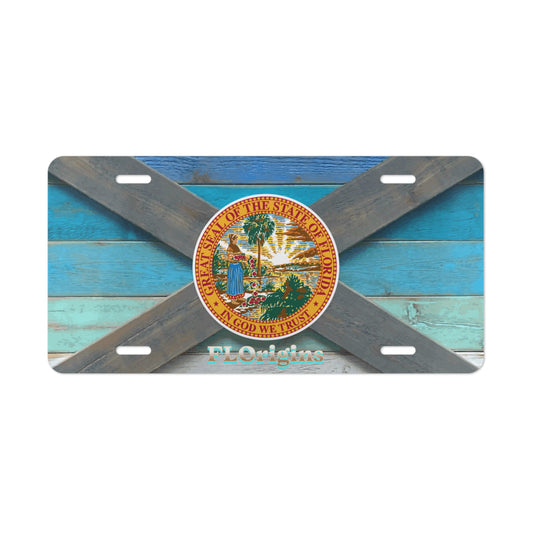 Salty Beach Florida Flag License Plate