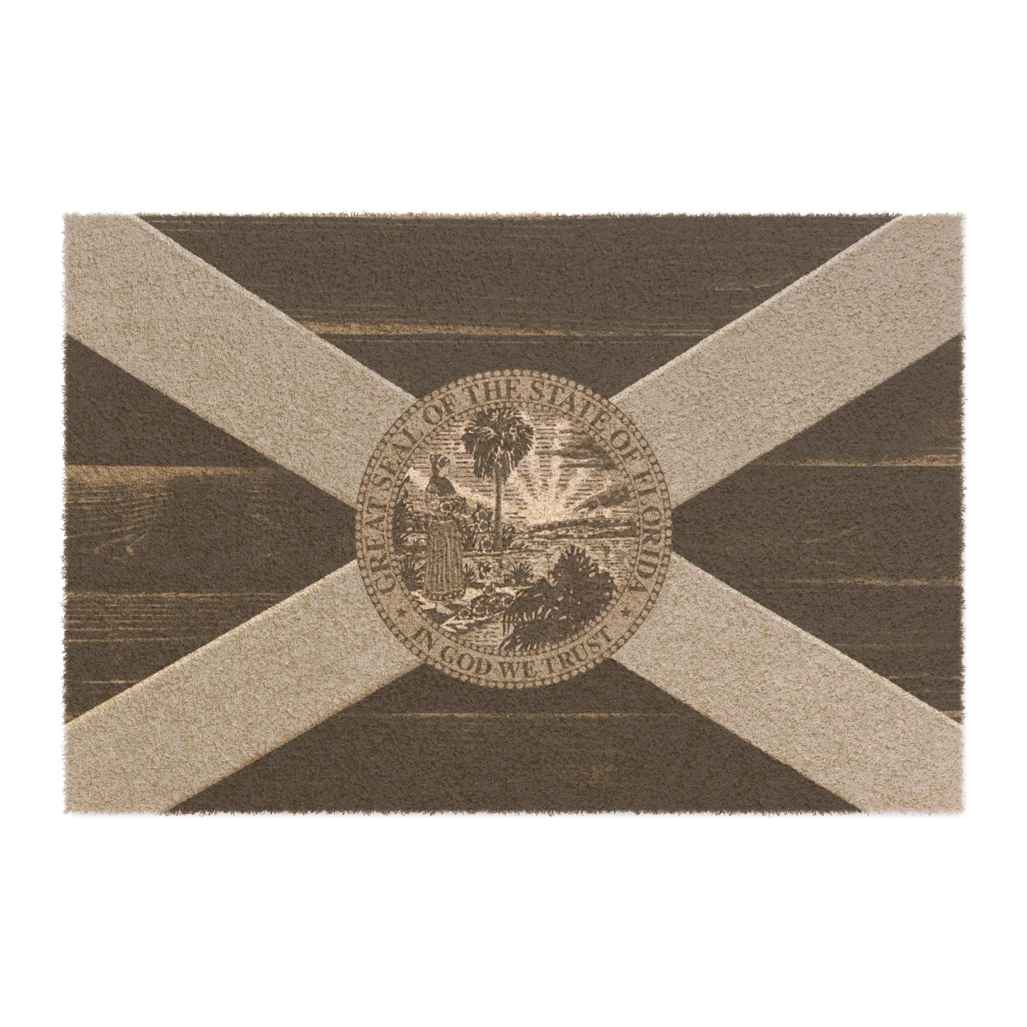 Gaspar Florida Flag Natural Coconut Fiber Outdoor Doormat