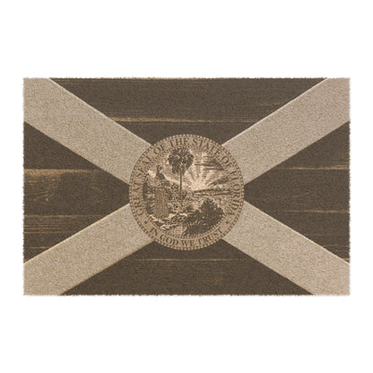 Gaspar Florida Flag Natural Coconut Fiber Outdoor Doormat