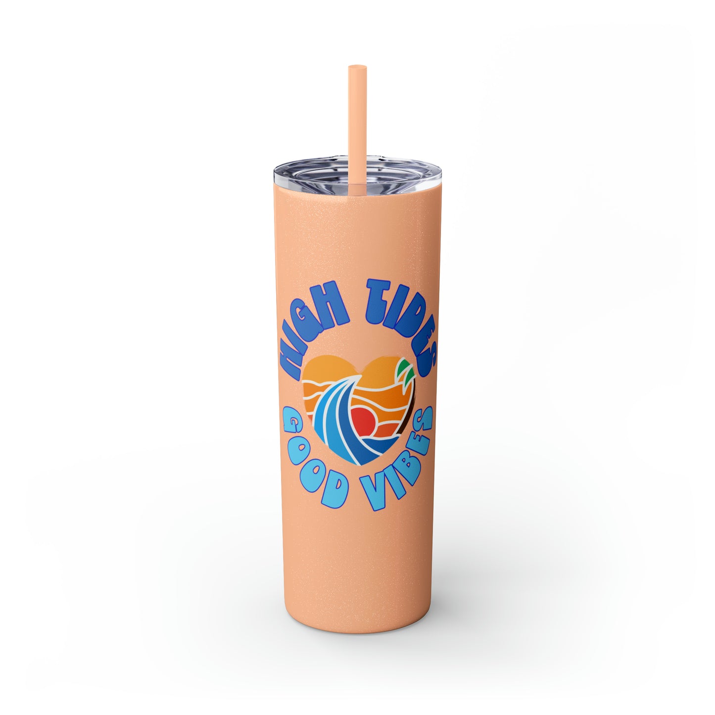 High Tides Good Vibes Skinny Tumbler with Straw, 20oz