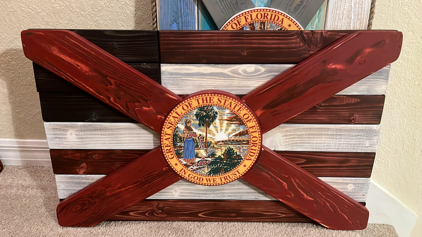 Florica Solid Wood Florida + American Flag