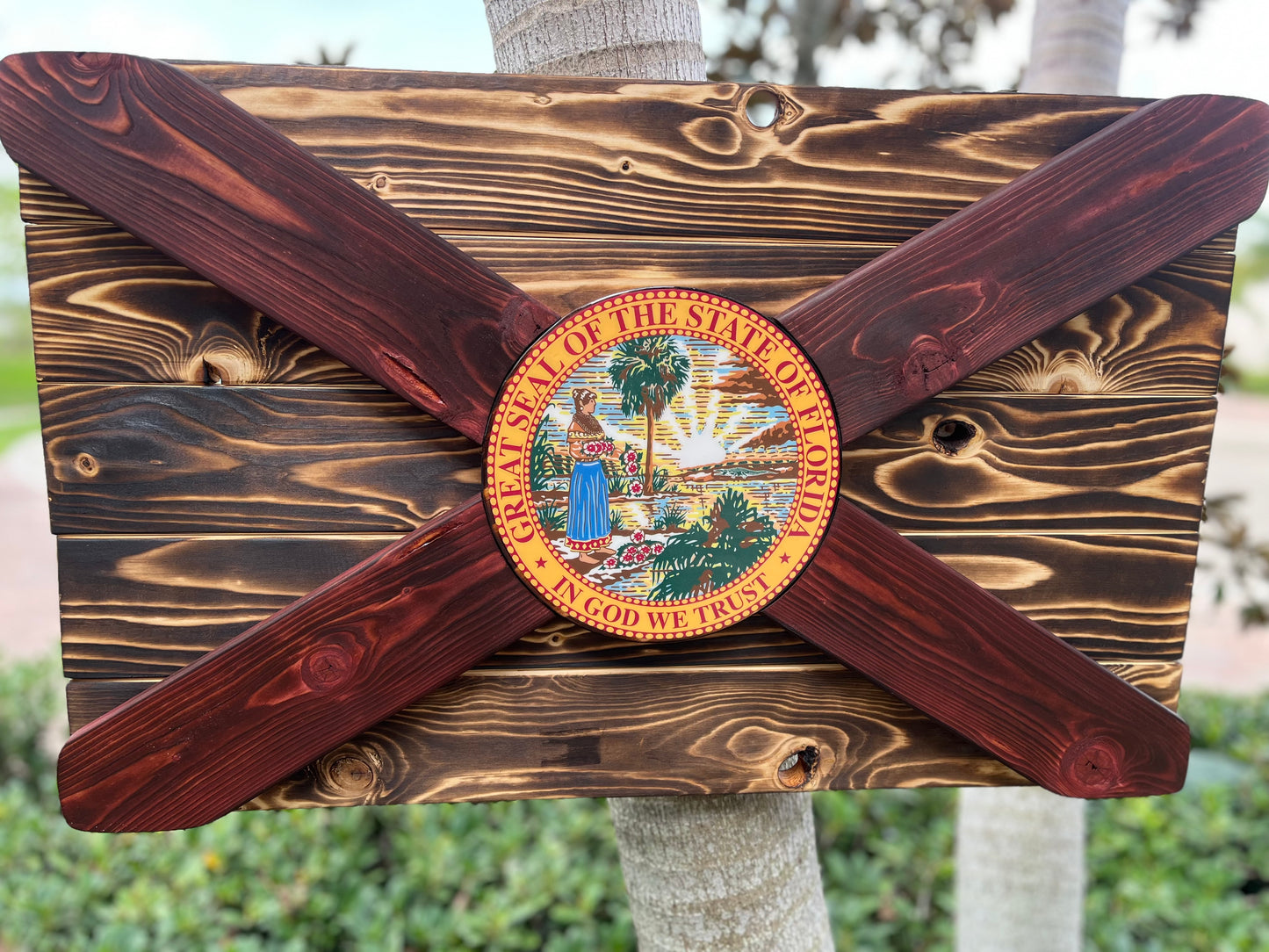 Wildfire Solid Wood Florida Flag