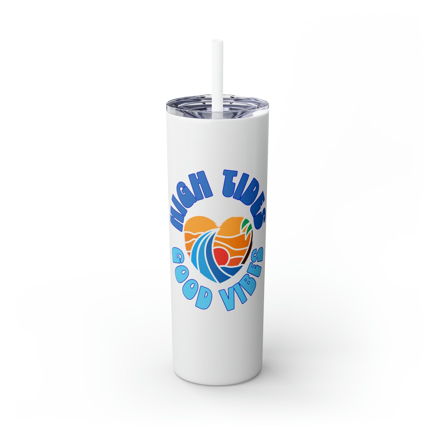 High Tides Good Vibes Skinny Tumbler with Straw, 20oz