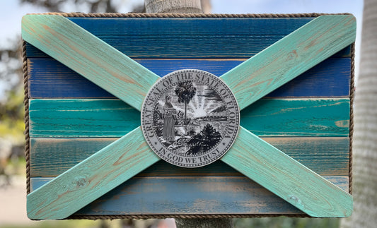 Castaway Solid Wood Florida Flag