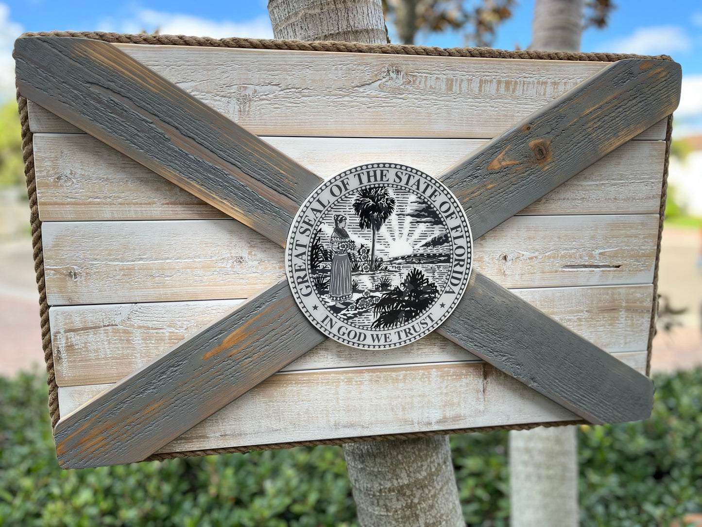 Charter Captain Solid Wood Florida Flag