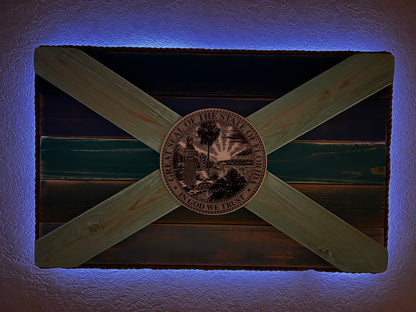 Castaway Solid Wood Florida Flag