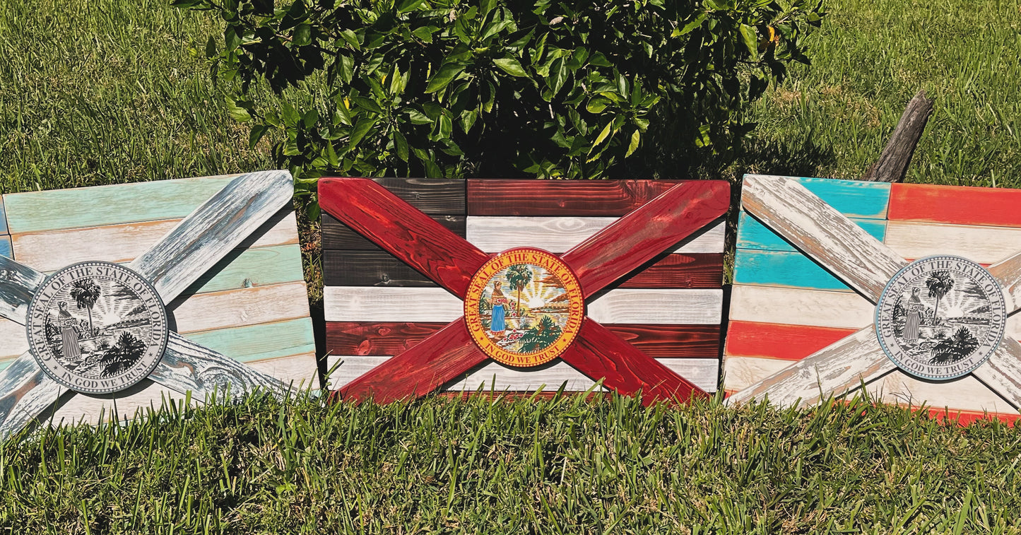 Florica Solid Wood Florida + American Flag