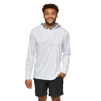 Florica Marathon Men's Lightweight UPF 50+ Hoodie (White w/ Hood Pattern)