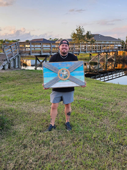 Salty Beach Solid Wood Florida Flag