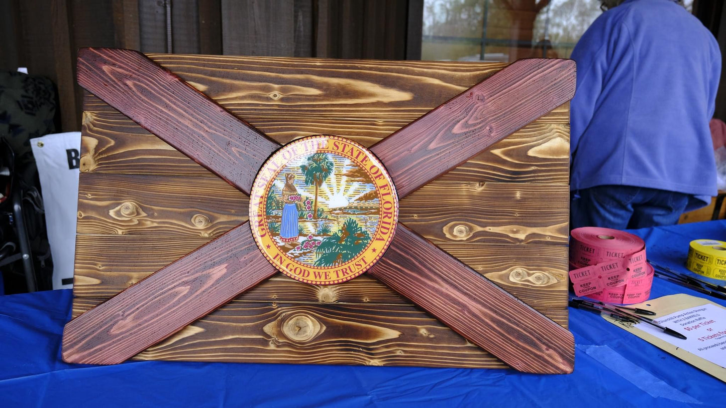 Wildfire Solid Wood Florida Flag