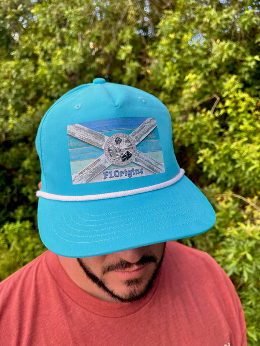 Bougie Beach Turquoise/Grey 5 Panel Golf Hat