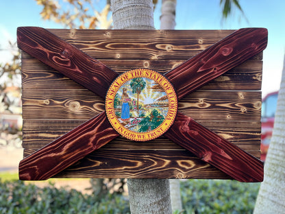 Wildfire Solid Wood Florida Flag