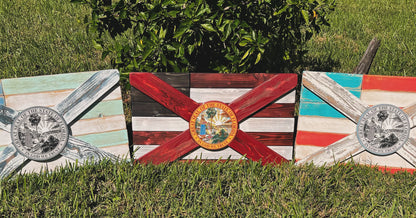 Florica Biscayne Solid Wood Florida/American Flag