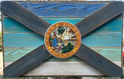 Salty Beach Solid Wood Florida Flag