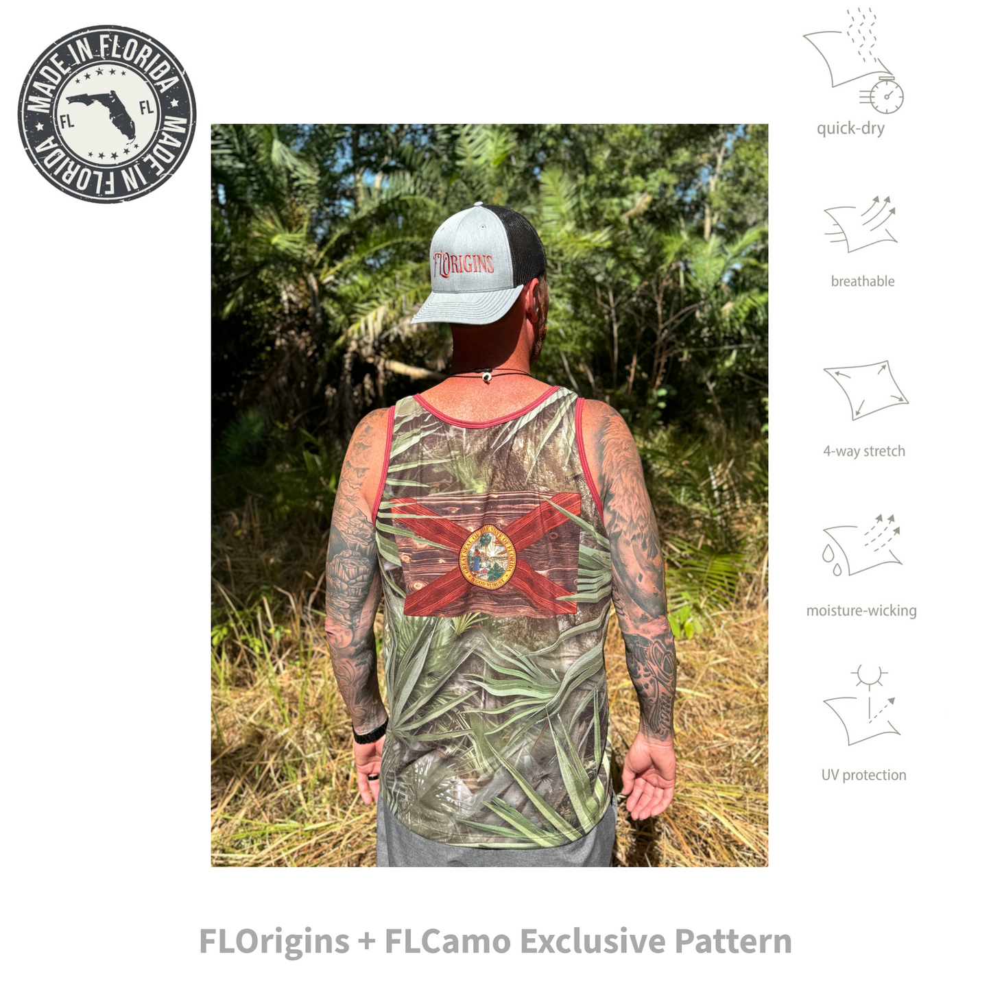 FLOrigins + FLCamo Unisex Wildfire-Palmetto Performance Tank