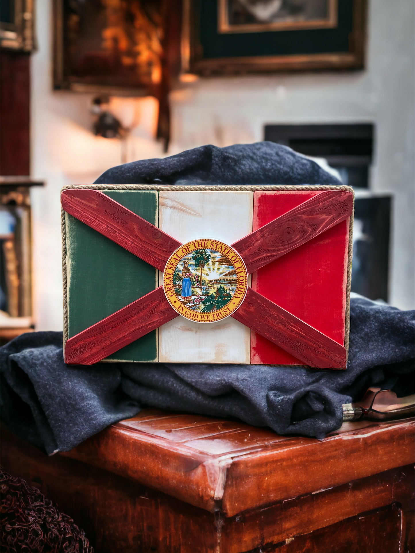 Mi Estatal Solid Wood Florida + Mexico Flag