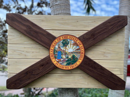 Black Walnut & Poplar Solid Wood Florida Flag