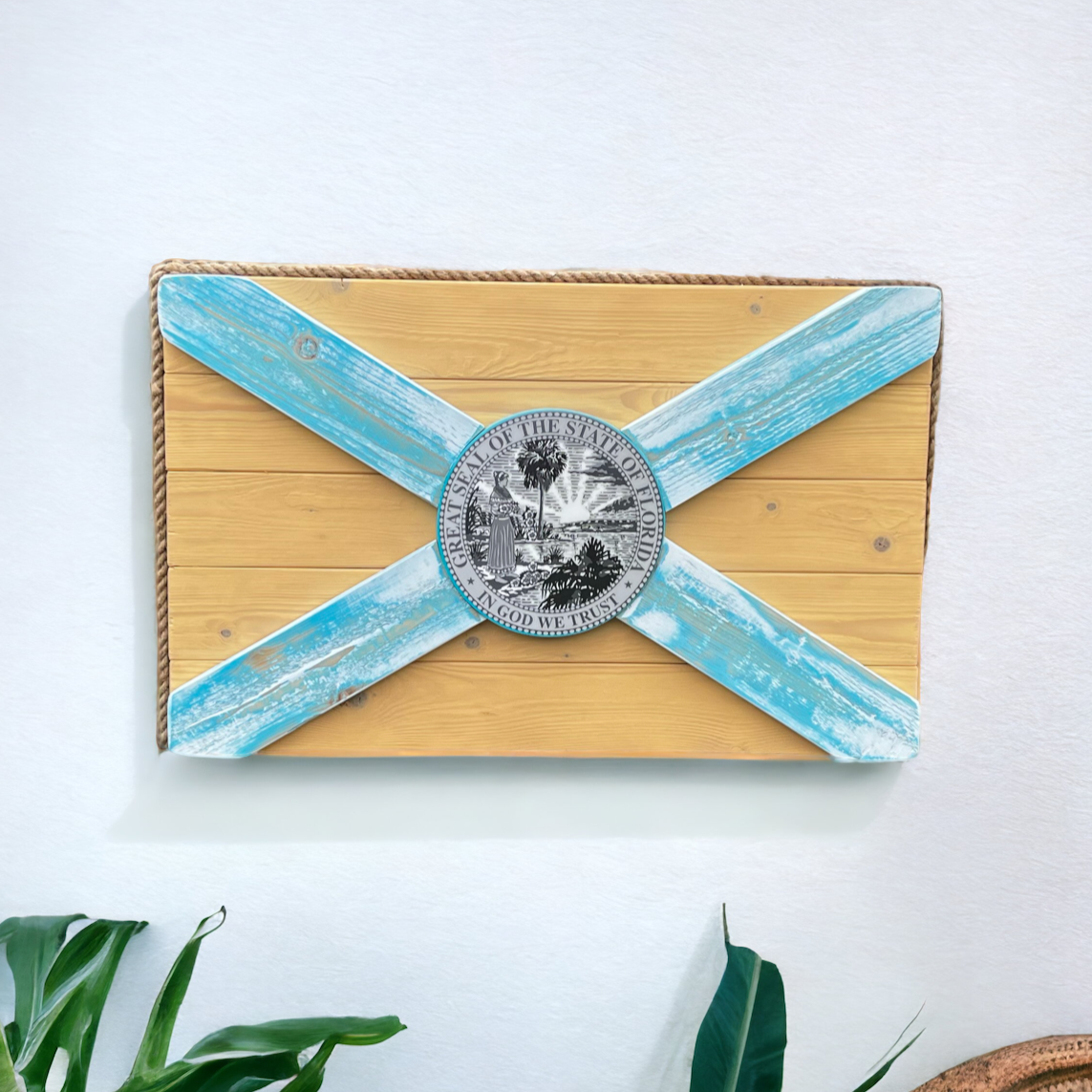 Islamorada Solid Wood Florida Flag