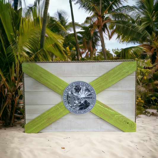 Key Lime Solid Wood Florida Flag