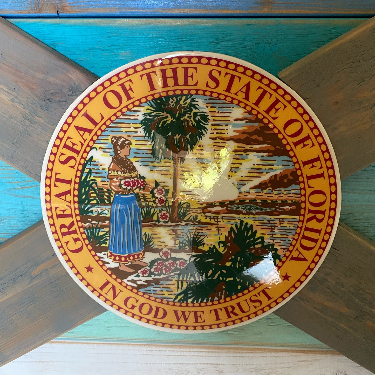 Old Salt Solid Wood Florida Flag