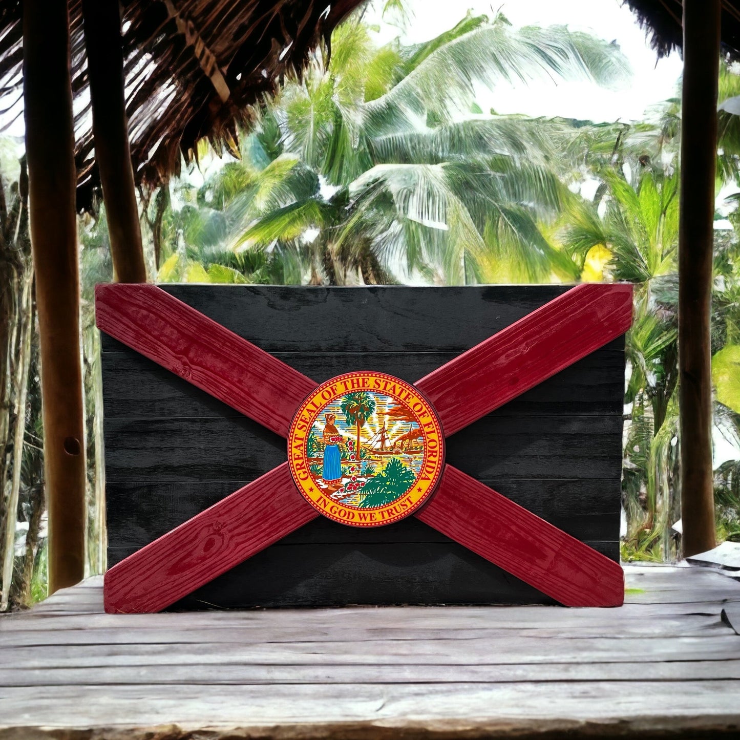 Tomahawk Solid Wood Florida Flag