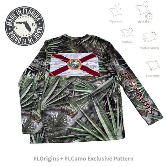 FLOrigins + FLCamo (Unisex) FloridaMan-Palmetto Performance Long-Sleeve Shirt