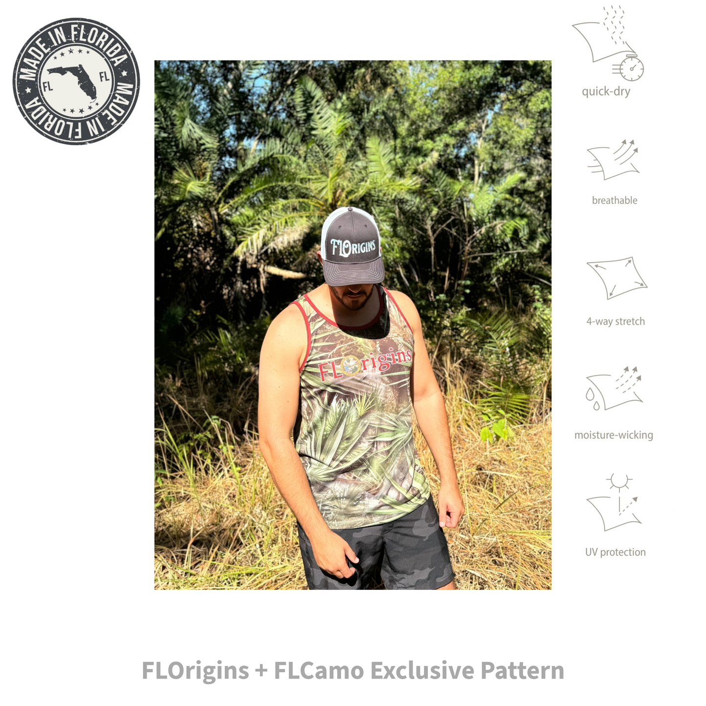 FLOrigins + FLCamo Unisex FloridaMan-Palmetto Performance Tank