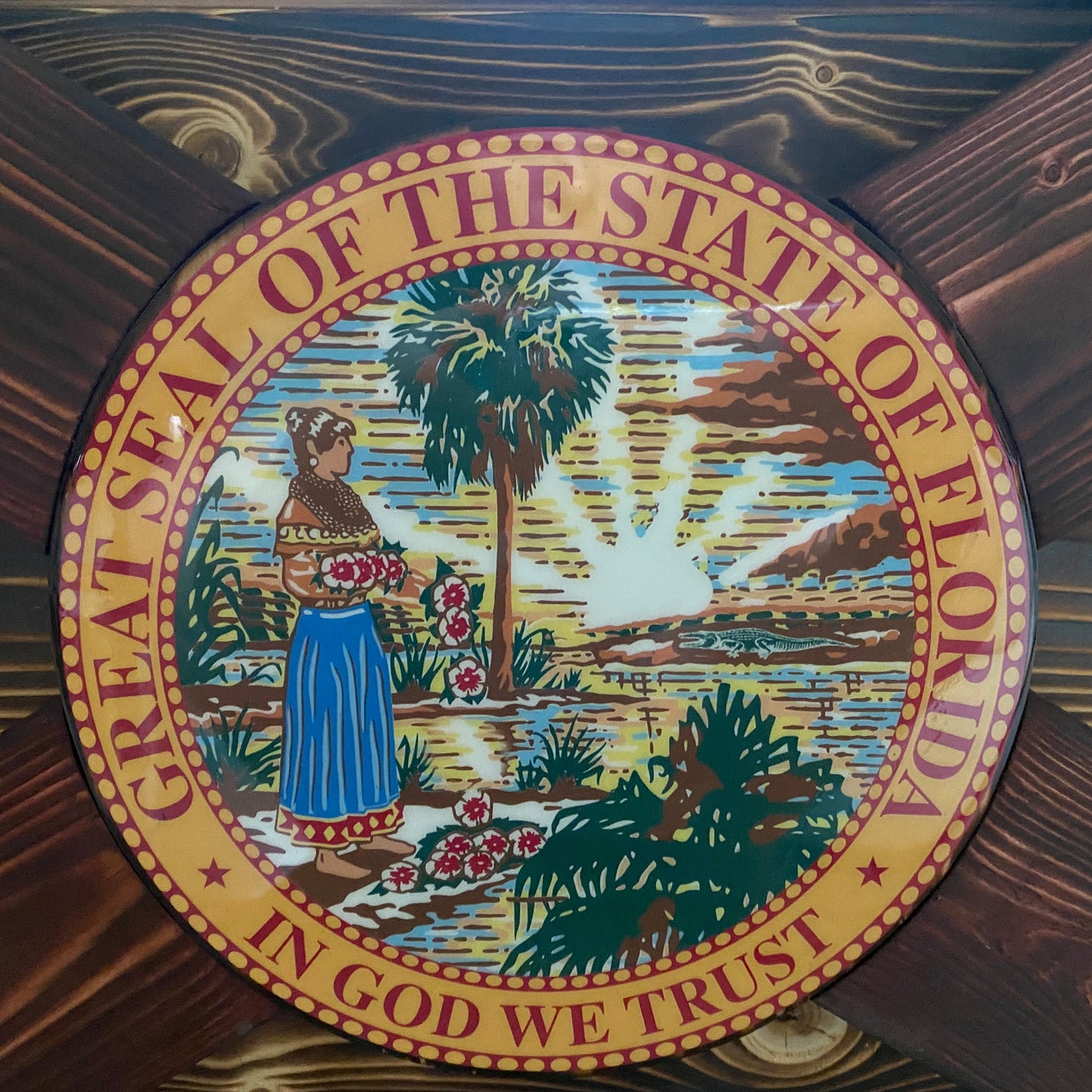 Wildfire Solid Wood Florida Flag