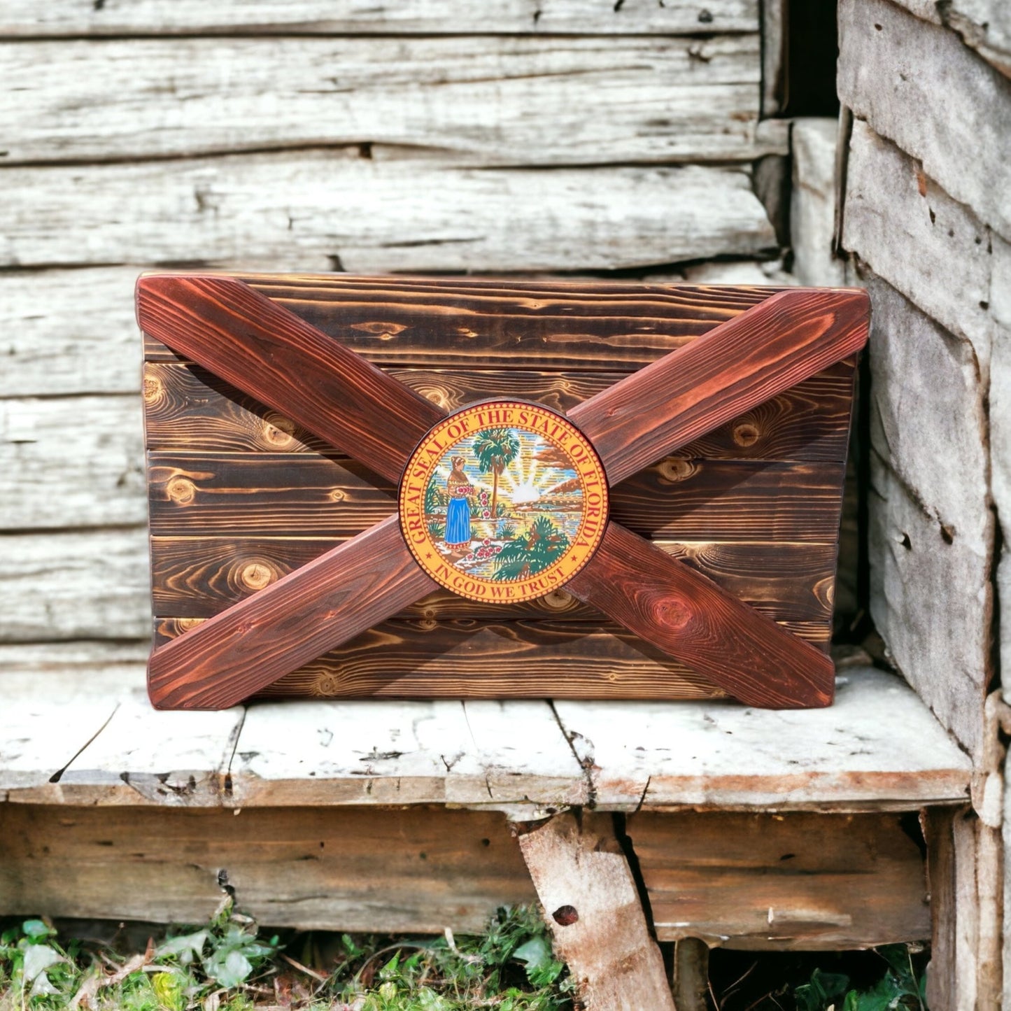 Wildfire Solid Wood Florida Flag