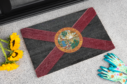 Tomahawk Florida Flag Natural Coconut Fiber Outdoor Doormat