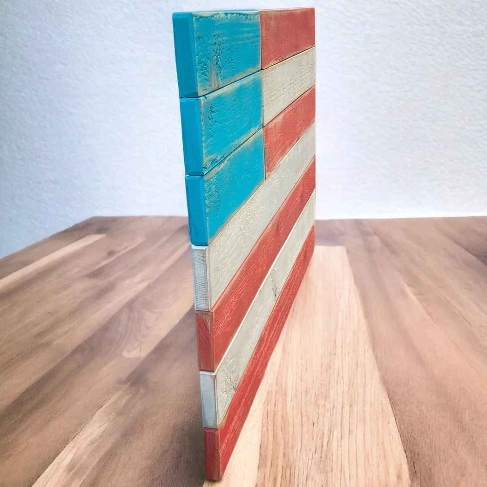 'Merica Biscayne Solid Wood American Flag - Native Artistry