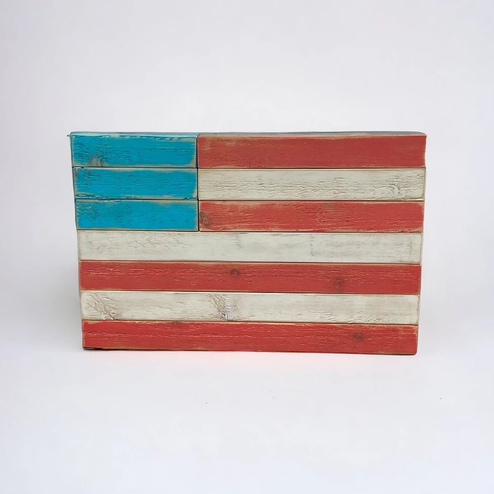 'Merica Biscayne Solid Wood American Flag - Native Artistry